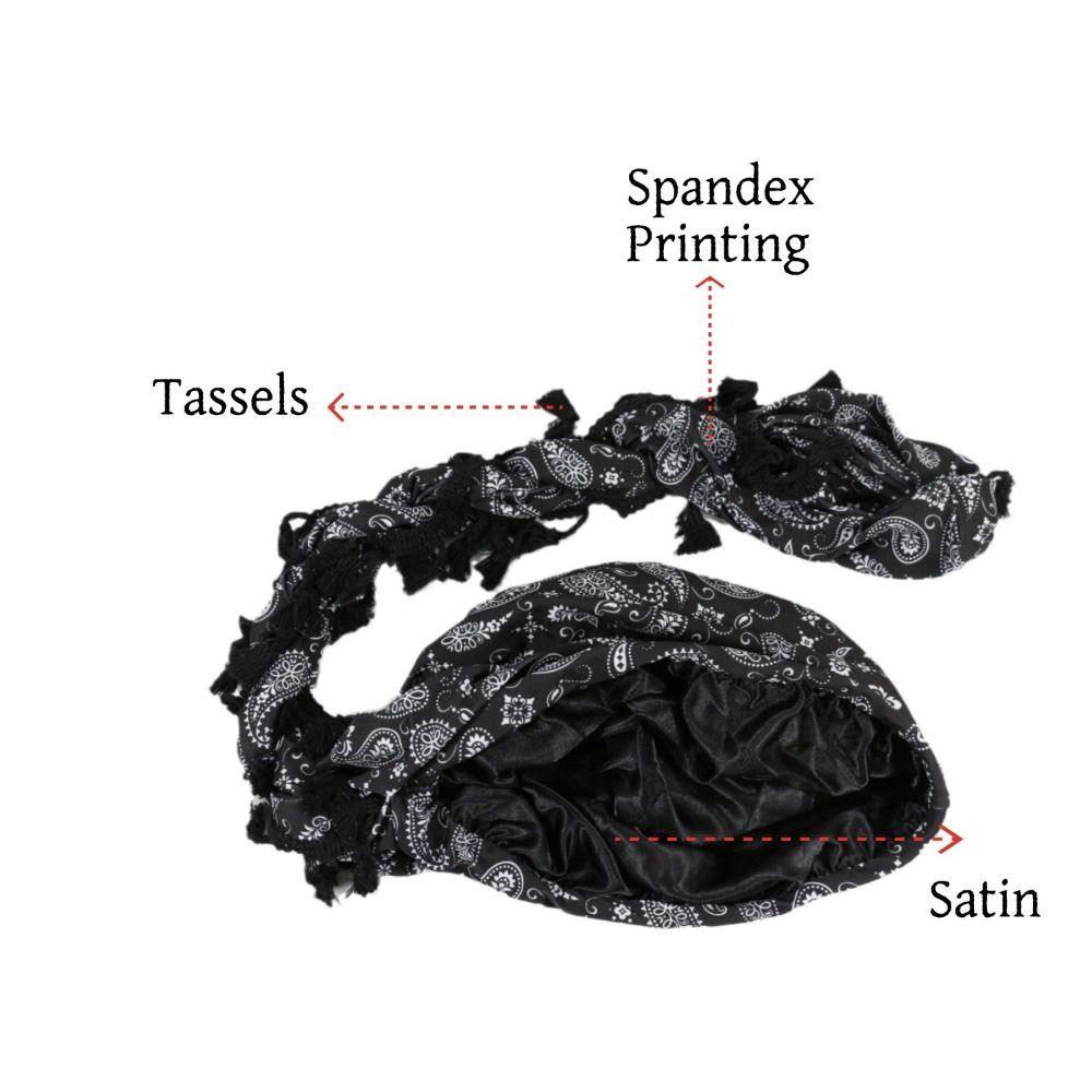 Tassel Twist Head Wraps Cashew Print Durag For Men Unisex Hair Wrap Scarf  Fashion Accessory