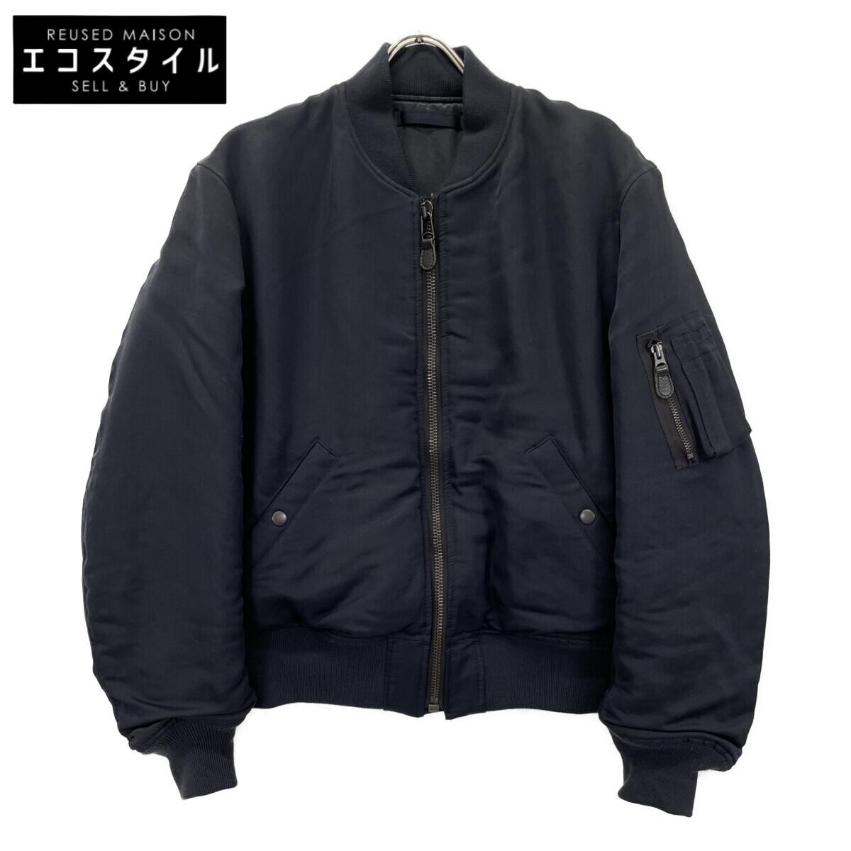 

COMOLI U03-04005 Black Silk Nylon MA-1 Jacket 3 blackUsed