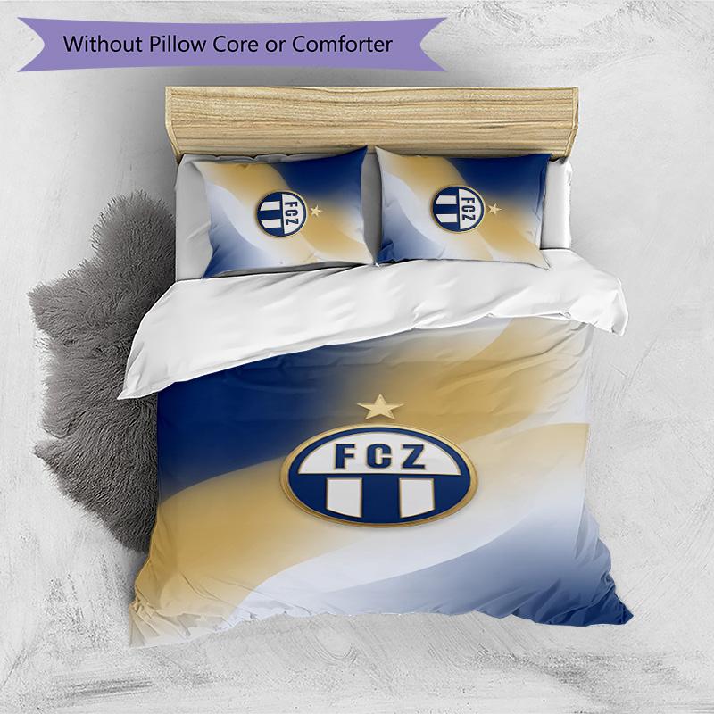 Set Lenzuola Stampato FC Zürich 3 Pezzi Copripiumino Traspirante con Federe Biancheria da Letto Decorativa per Camera da Letto Casa