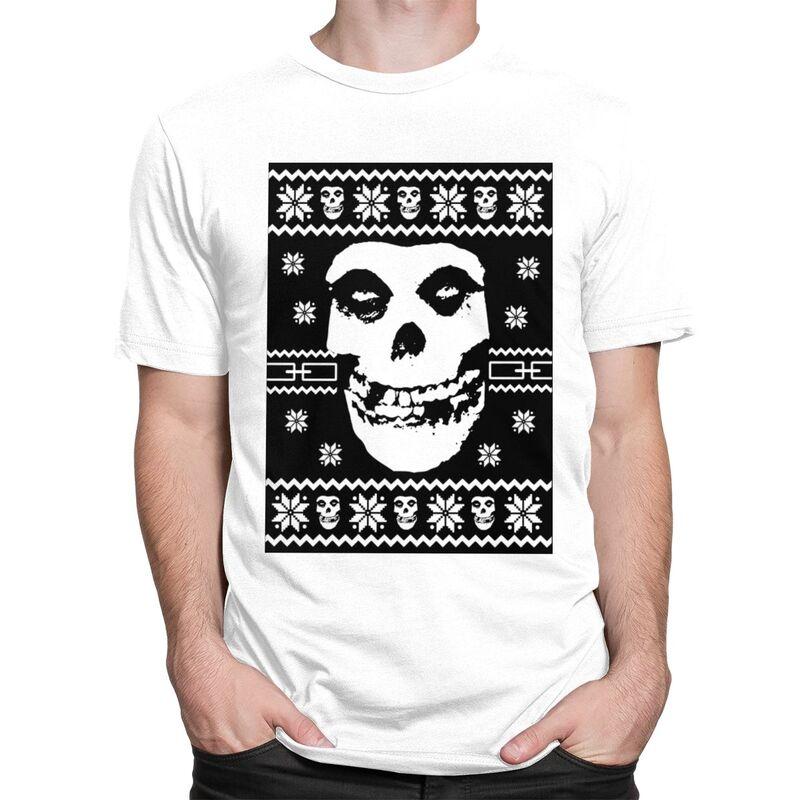 Custom Male Horror Punk Rock Misfits SKull T Shirts Short Sleeves Cotton Tshirt Streetwear Tshirt Casual Tees Slim Fit Clothes