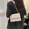 Korean Style Small Square Women's Crossbody Bag - 2025 Solid Color, Wave Pattern, Chain Shoulder, Simple Fashion.