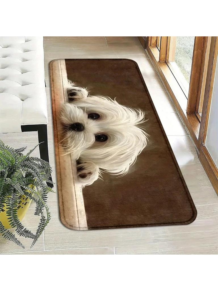 1 Stück Niedliche Hunde HD Gedruckte Fußmatten Dekor Küchenteppiche Rutschfest Wohnzimmerteppiche Badematte Teppich für Zuhause Spüle Wäsche Dekor