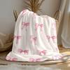 VIKAMA Süße Schleife Flanell-Kuscheldecke Fusselarm Geburtstaggeschenk für Mädchen Schlafzimmer Sofa Dekoration mit Mädchenhaftem Thema