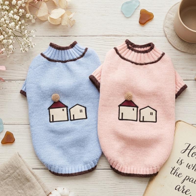 Cartoon Bichon Sweater Warm Pet Clothes Winter Small Medium Dog Knitted Pullover Thickened Maltese Two-Legged Clothes