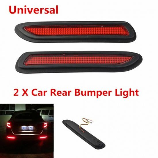 2x Car SUV Red Lens LED Bumper Tail Light Brake Fog Warning Light Anti-collision