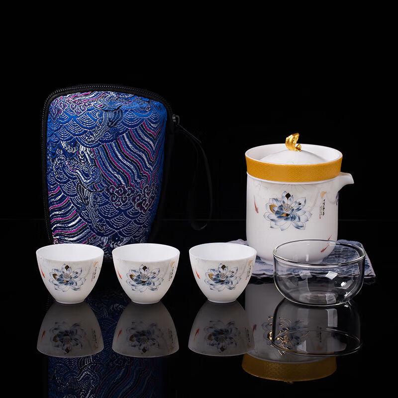 Chaxun Mutton Fat Jade Porcelain Portable Tea Set