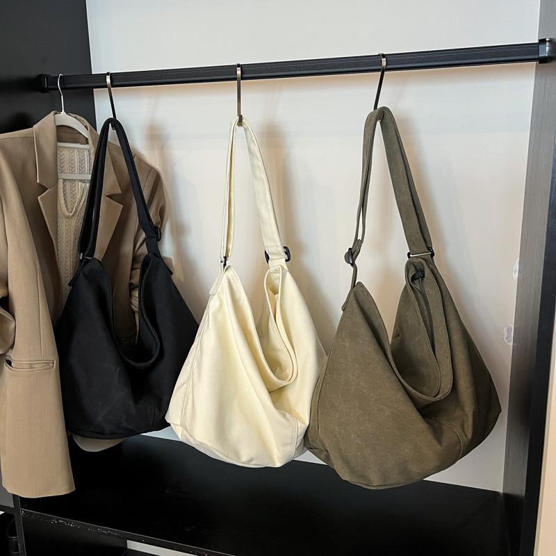 Canvas Large Shoulder Bag Students Simple Retro Inner Pouch School Bags Travel