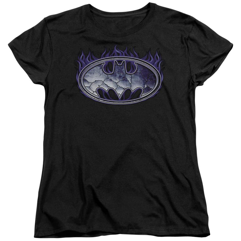 

Batman Cracked Shield Womens T Shirt Black Officially Licensed 2XL