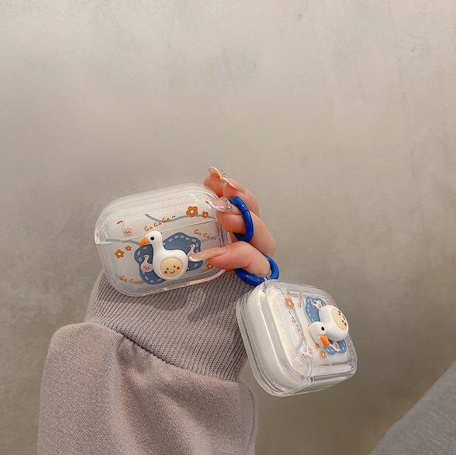 Stereo duck for apple AirPods pro1/1/1 generation bluetooth wireless headset cover cute transparent soft case