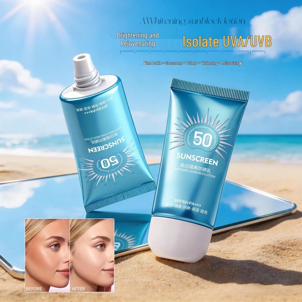 SPF50+++ Aufhellende Sonnencreme: Hellt den Hautton auf, UV-Schutz für Studenten & Militärtraining