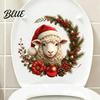 Bathroom Renovation Decor Christmas Sheep Toilet Stickers, Self-Adhesive Lamb Lid Decals, Waterproof Cute Holiday Seat Art Xmas for Tank Tile