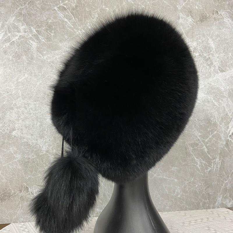 

Натуральная пушистая шапка русская шапка-домик ушанка зимняя женская шапка модная шапка из натурального меха женские теплые русские шапки оптом head size 55-62cm чёрный