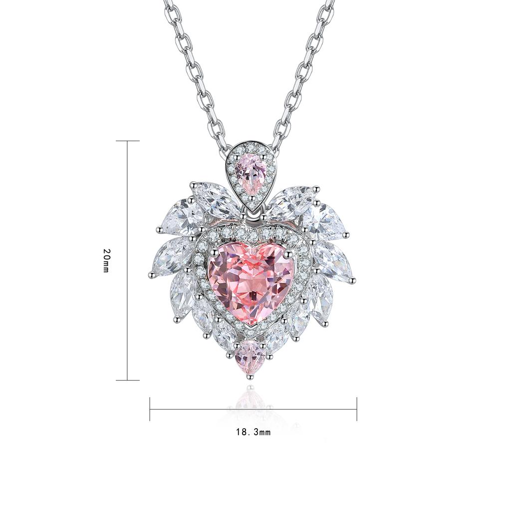 New Trendy Lab Grown Pink Morganite Pendant Sterling Silver 925 Hear Shape Necklace 14K/18K Gold  for Gift