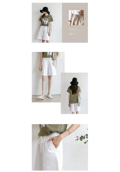 Dames Casual Shorts met Hoge Taille van Katoenen Twill - Los, Kreukvrij, Wijde Pijpen, Grote Maten, Zomerstijl