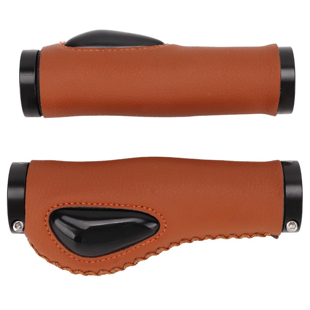 1 Pair Ergonomic Palm Support Leather Bike Grips Leather Bike Handlebar Grips  Mountain Bike Riding
