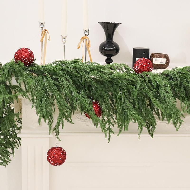 WTEMPO Christmas Wreath Fake Pine Tree Flower Vine for Fence Fireplace Decorations Christmas Indoor Outdoor Decorations Christmas Tree Decorations