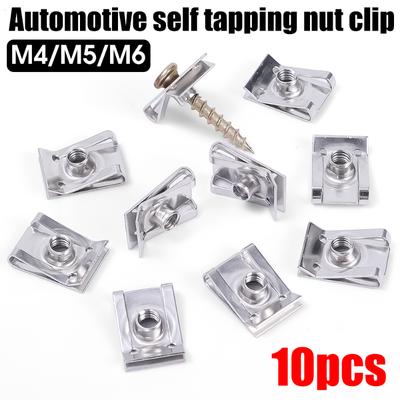 10 Stück Automotive Selbstschneidende Mutter Clip U-Mutter Set Hochfest und Hohe Härte Sperrholzmuttern Innenraumzubehör Clips