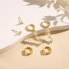 3 pcs Earrings for Multiple Piercings,14K Gold Studs Hoop Earrings Stack, CZ Dangle Earrings Set, Hypoallergenic Women Gift Box