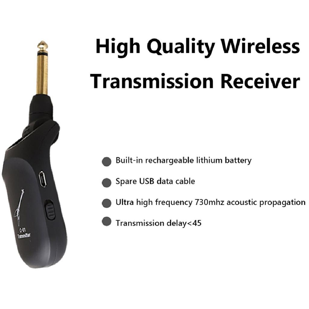 Miwayer C01 A8 Guitar Wireless System Audio Transmitter Receiver Pickup Rechargeable Wireless System for Electric Guitar Bass