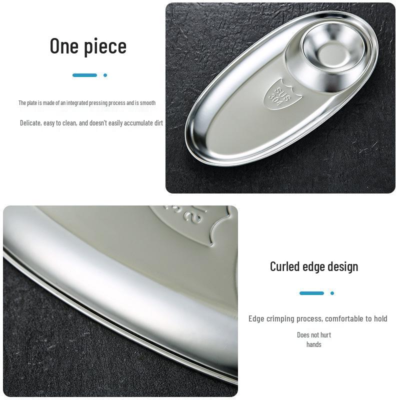 304 Stainless Steel Snack & Dipping Plate for Fried Foods