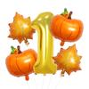 5pcs Autumn Pumpkin Maple Leaves Balloons Set 32inch Gold Number 0-9 Balloon Birthday Decorations Fall Festive Party Supplies