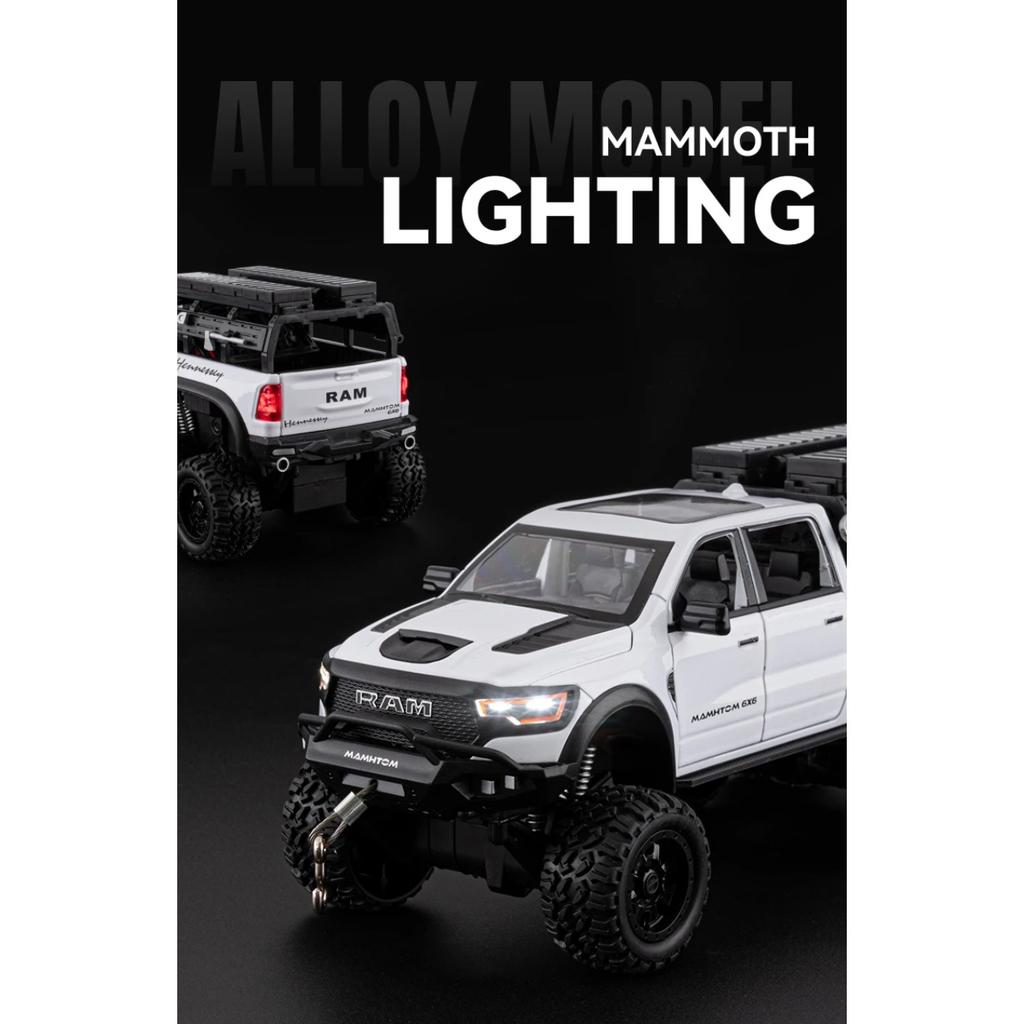 1/24 Scale Dodge Mammoth RAM 1000 TRX 6x6 Pickup Metal Alloy Diecast Model Car Outdoor Decoration Ornament Holiday Gift for Boyfriend