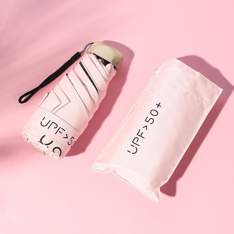 Ultra-Light Five-Fold Umbrella: UV Protection Sunscreen, Anti-Ultraviolet, Rain or Shine, Folding Black Glue Sunshade.