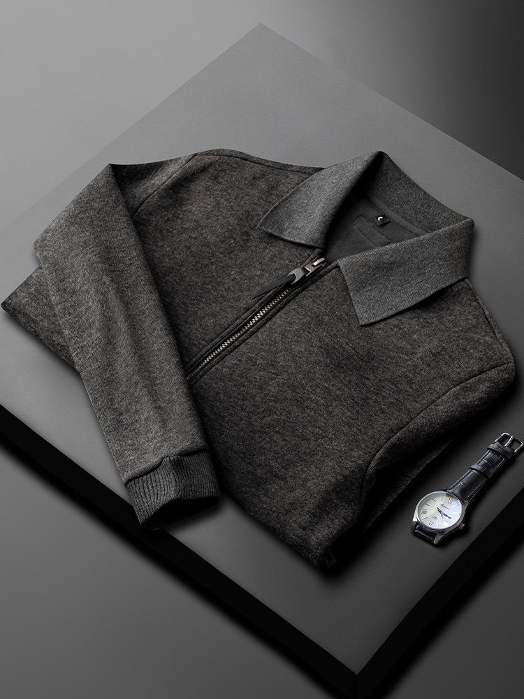 Men's Luxury Wool Casual Jacket: Warm, Thick, Trendy Lapel, Long Sleeve, Hoodie for Autumn/Winter
