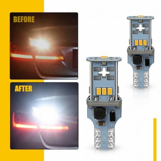 Пара светодиодных ламп заднего хода AUXITO T15 912 921, суперяркие, белые 6000K