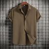 Summer 2026 Men's Loose Solid Color Short-Sleeved Button-Down Casual Shirt