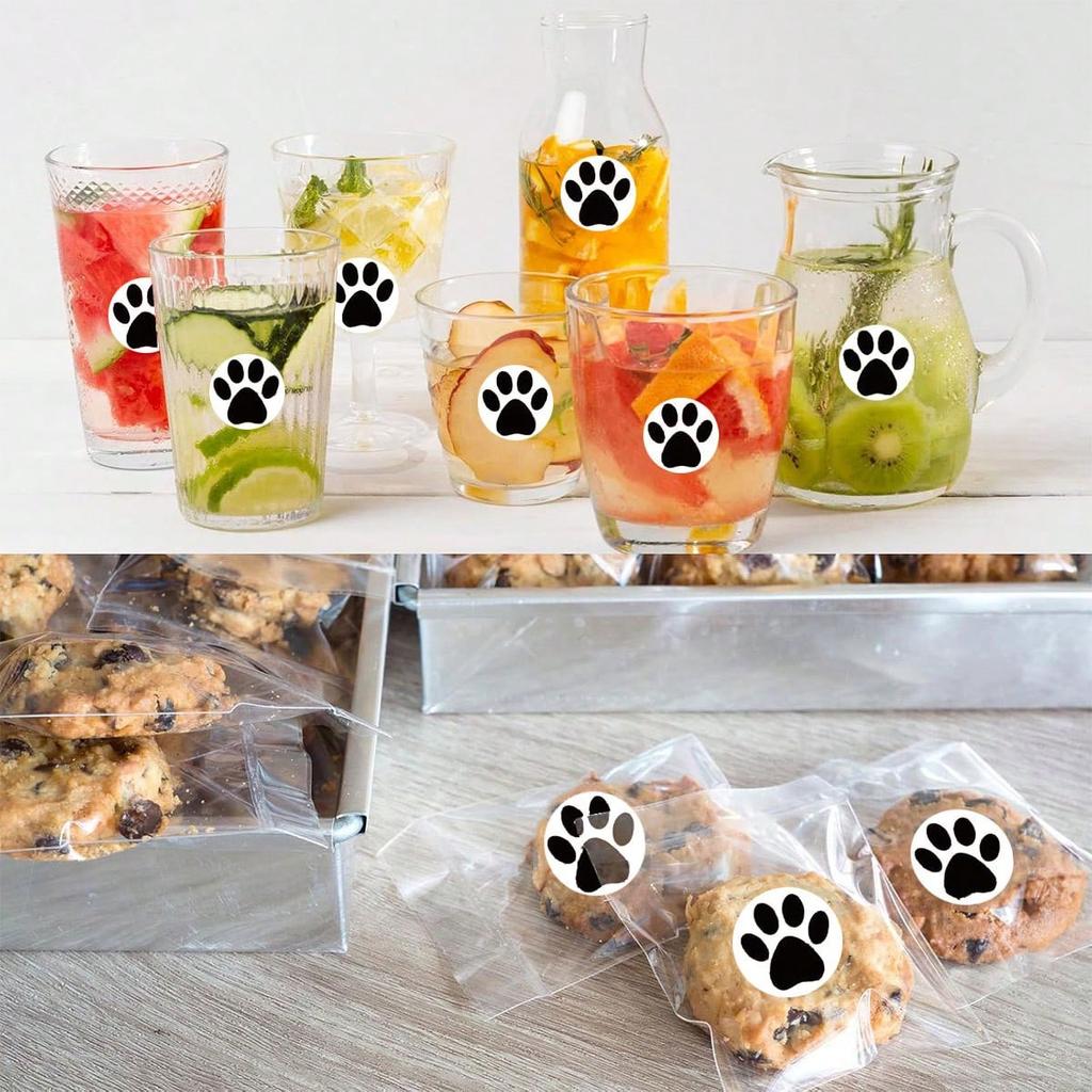 500 sheets of self-adhesive stickers 2.5 cm cute dog and cat paw stickers small colorful puppy paw print stickers roll