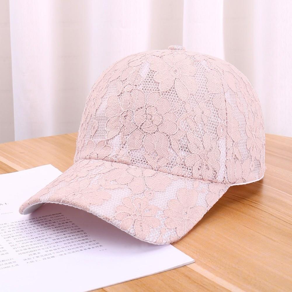 Verstellbare Baseballkappe mit floraler Spitze Atmungsaktiver Streetwear-Hut Modischer Netz-Baseballhut Für Damen