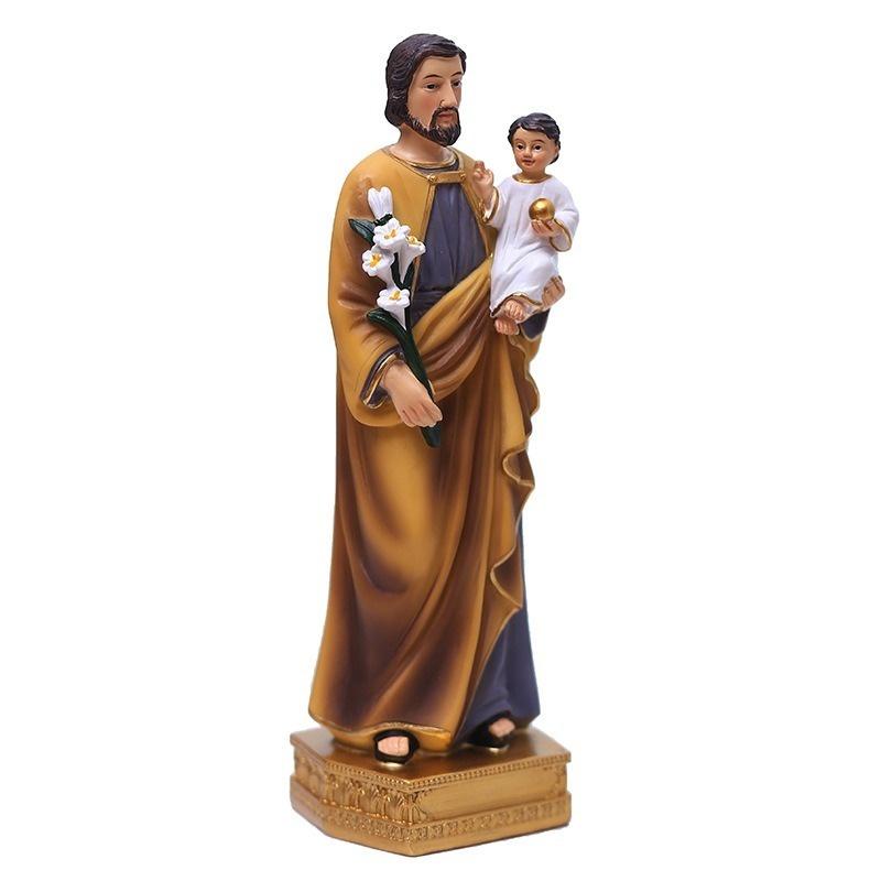 Catholic Ornaments Saint Joseph Hug Jesus Statue Church Desktop Decoration Resin Crafts.