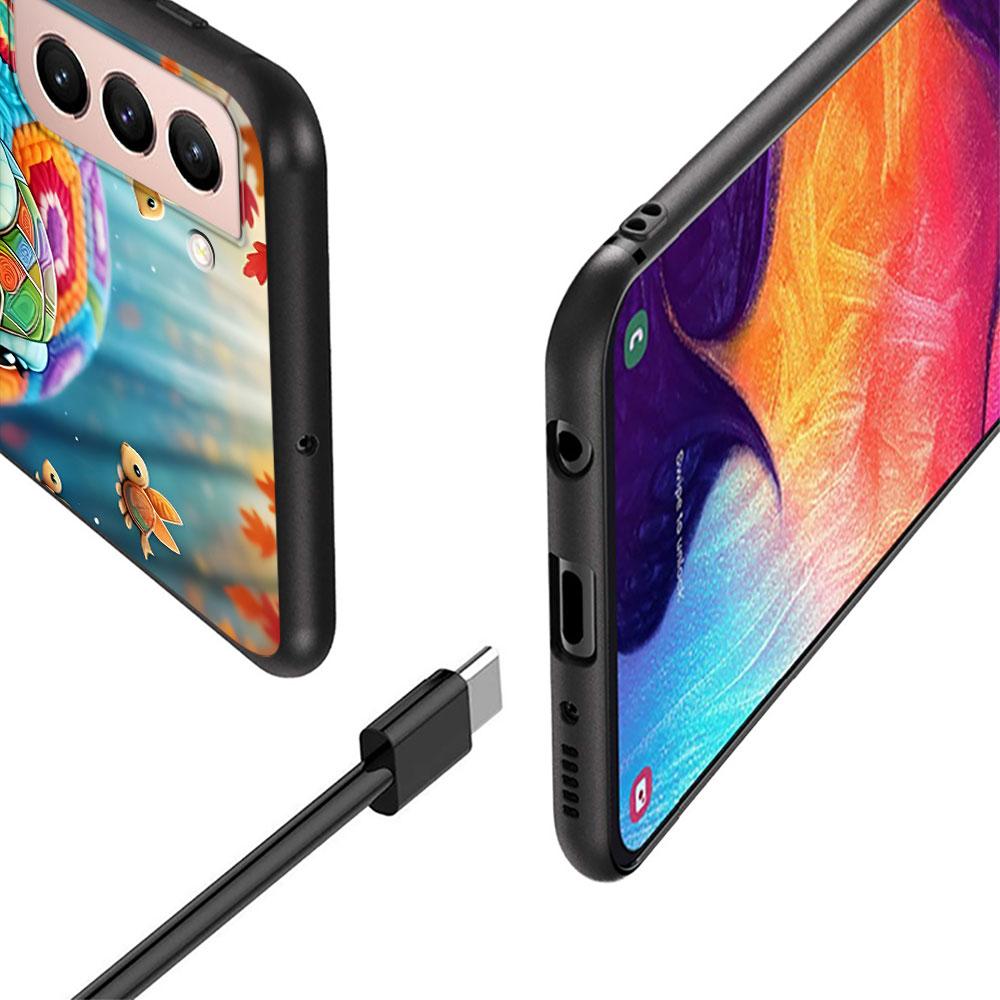 Schattige Kleine Schildpad Luxe Hoesje voor Samsung Galaxy S23 S21 S20 FE S24 S22 Ultra S10 S10e S9 Plus Zacht Zwart TPU Telefoonhoesje