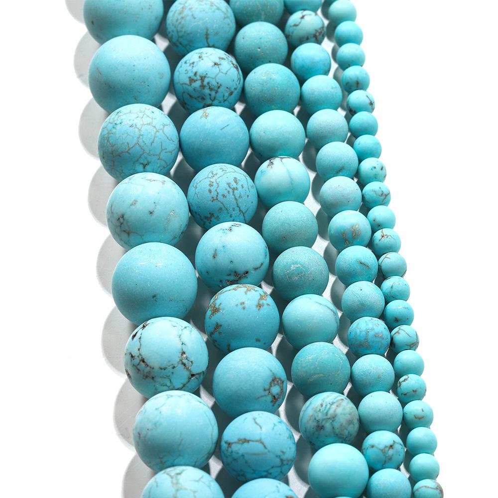 Mattierte Naturtürkis Lose Perlen - Schmuckzubehör (4-12mm) Halbfabrikate