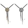 Men Bolo Tie Metal Round Flower Cowboy Hat Western Necklace Costume Accessories