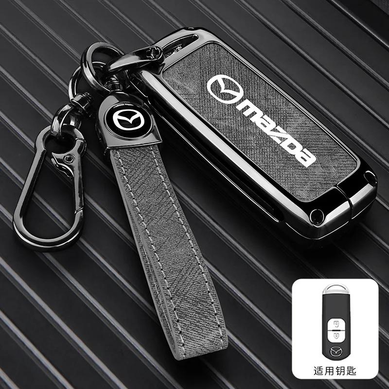2025 Hot Vintage Wash Water Denim Car Key Case Cover For Mazda 2 3 5 6 Axela Atenza Demio CX-3 CX5 CX-7 CX-9 MX-5  2015-2019 Acc