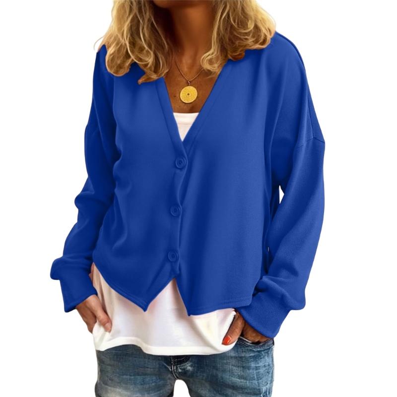 Minimalist Long Sleeve Button Down Knit Sweater Womens Lightweight Stretch Fabric Easy Layering Oversized Cardigan Coat