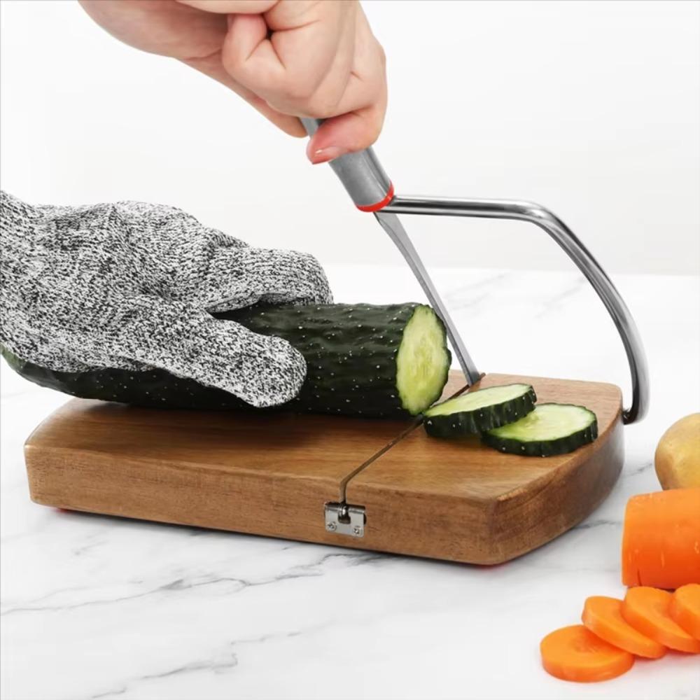 Non-slip Cheese Cutter Board Manual Ham Cutter Durable Acacia Wood Cheese Slicer Bread