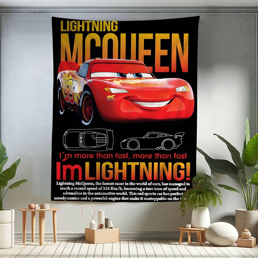 Cars 3 Film Lightning McQueen Colorful Tapestry Wall Hanging Hippie Flower Wall Carpets Dorm Decor Wall Art Decor