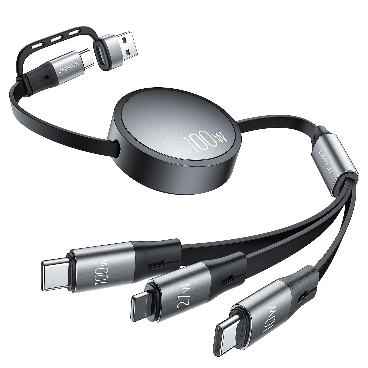 

Втягивающаяся Зарядка Зарядка до PD Сверхбыстрая USB 10 Вт Питает 3 устройства Гибкая Зарядка Совместима со Всем Гарантия Новинка! Кабель 3-в-2 100 Вт + 27 Вт,