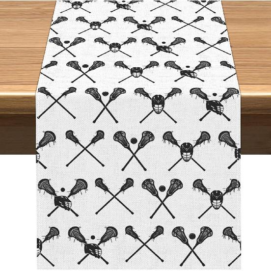 Vohado Lacrosse Table Runner Boy Lacrosse Sports Theme Birthday Party Decoration Classroom Home Kitchen Island Decor