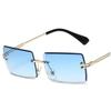 Retro Women Sunglasses Brand Designer Fashion Rimless Gradient Sun Glasses Shades Lady Cutting Lens Ladies Frameless Eyeglasses