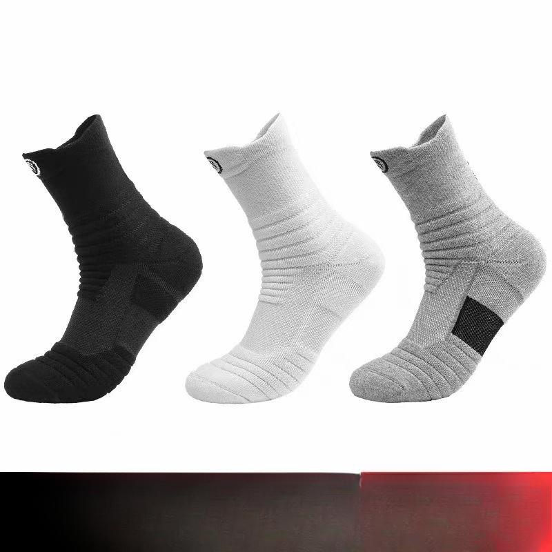 Men's Professional Running Basketball Sports Towel Bottom Wicking Sweat Non Slip Breathable Mesh Socks
