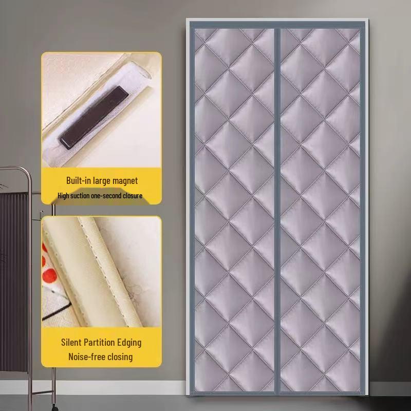 Winter Cotton Waterproof Door Curtain - Punch-Free, Windproof, Warm, Thickened, Magnetic Partition for Air Conditioning