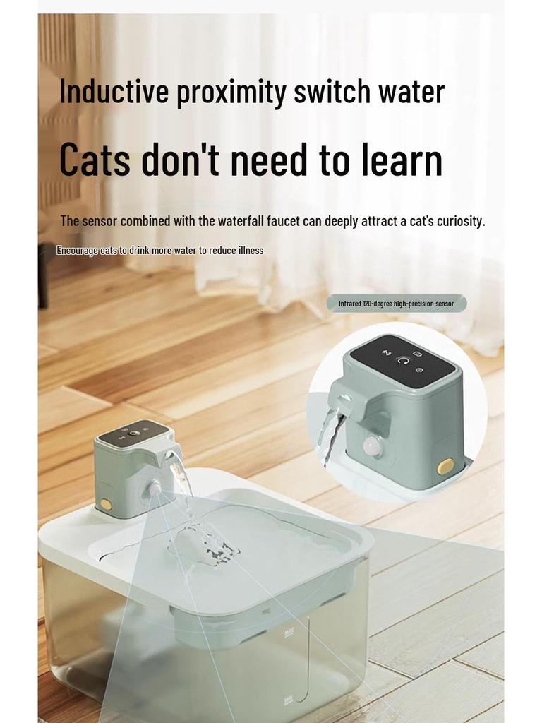 Automatic Cat Water Fountain with Sensor, 2.5L Capacity