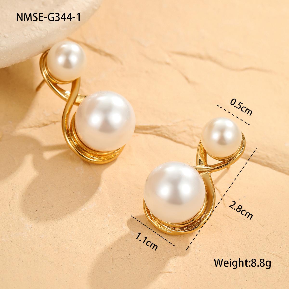 GEMCHIC Women s 18K Gold Plated Stainless Steel Pearl Earrings Set Fashion Geometric Bee Ear Clip for Women