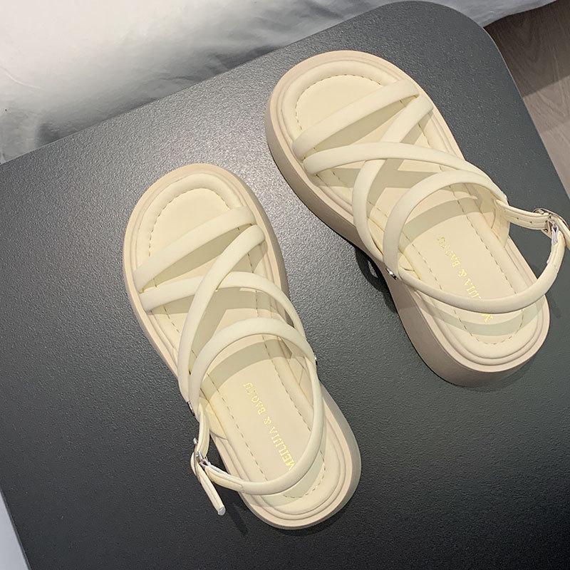 

Sandals women s outer wear 2025 summer new fashionable versatile summer heightening platform muffin Roman shoes women go out 40