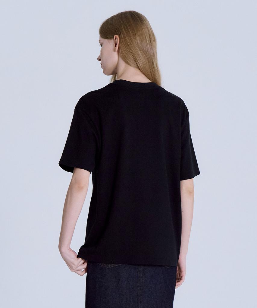 BASIC HOUSE Women'S 40-Count Relaxed Fit Crew Neck Short Sleeve T-Shirt Black Lats0209