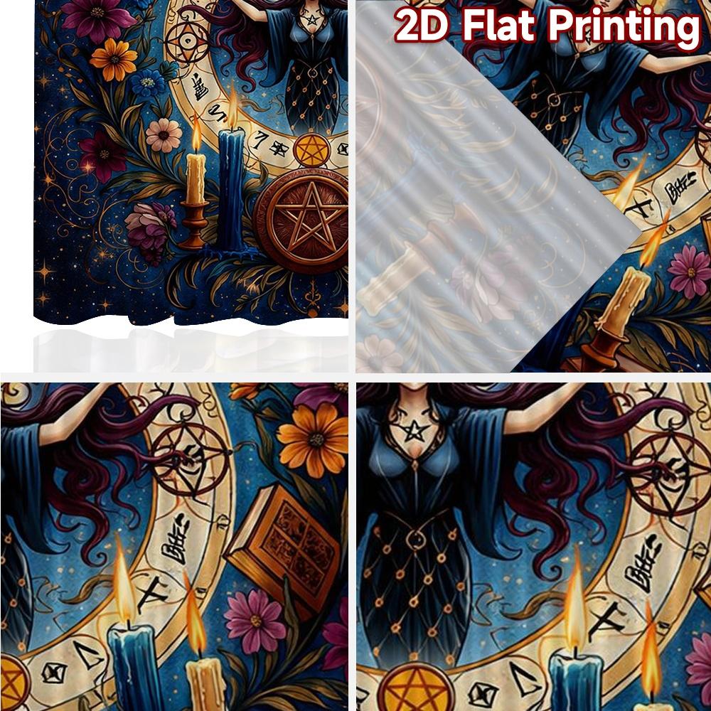 2D FLAT PRINTING 2pcs Curtains (Without Rod) Witchcraft Moon Ritual Light Filtering Modern Curtains Durable 100% Polyester